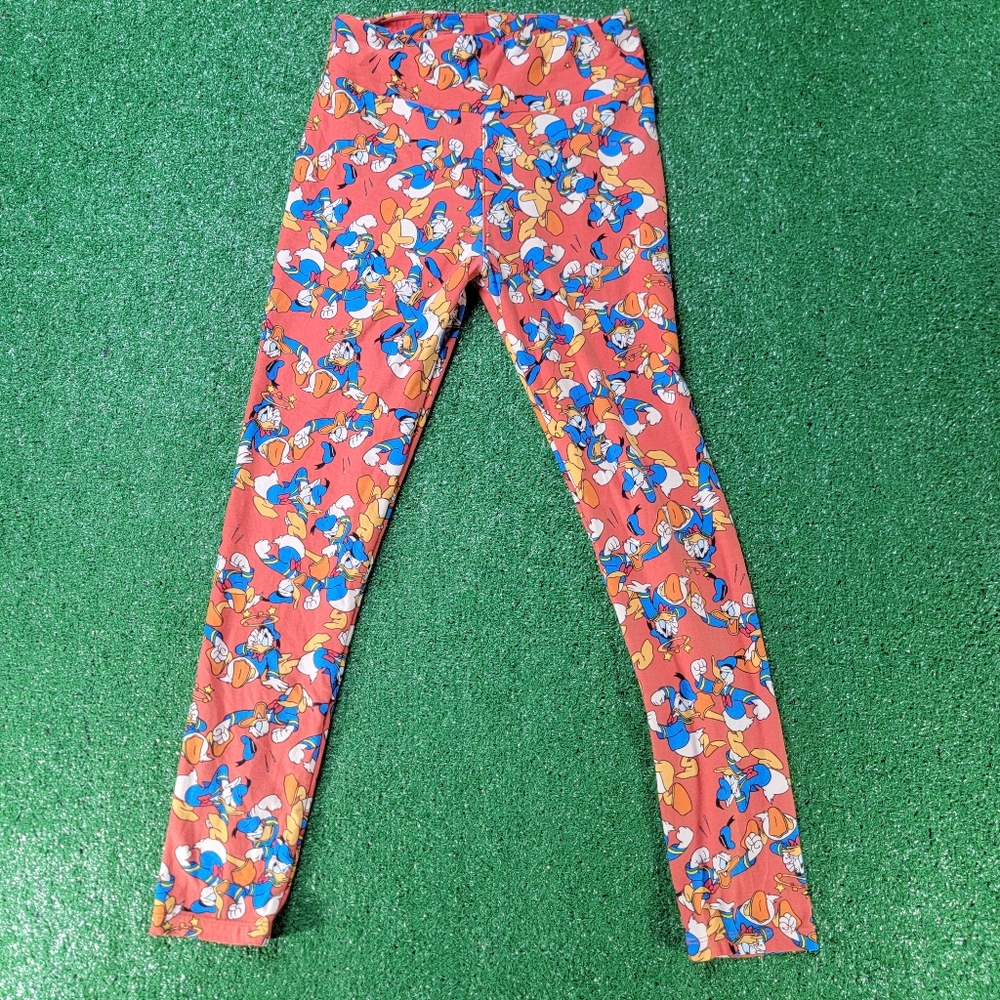 LulaRoe Donald Duck Rust Colored Leggings One Size Fall Pants Women's Orange